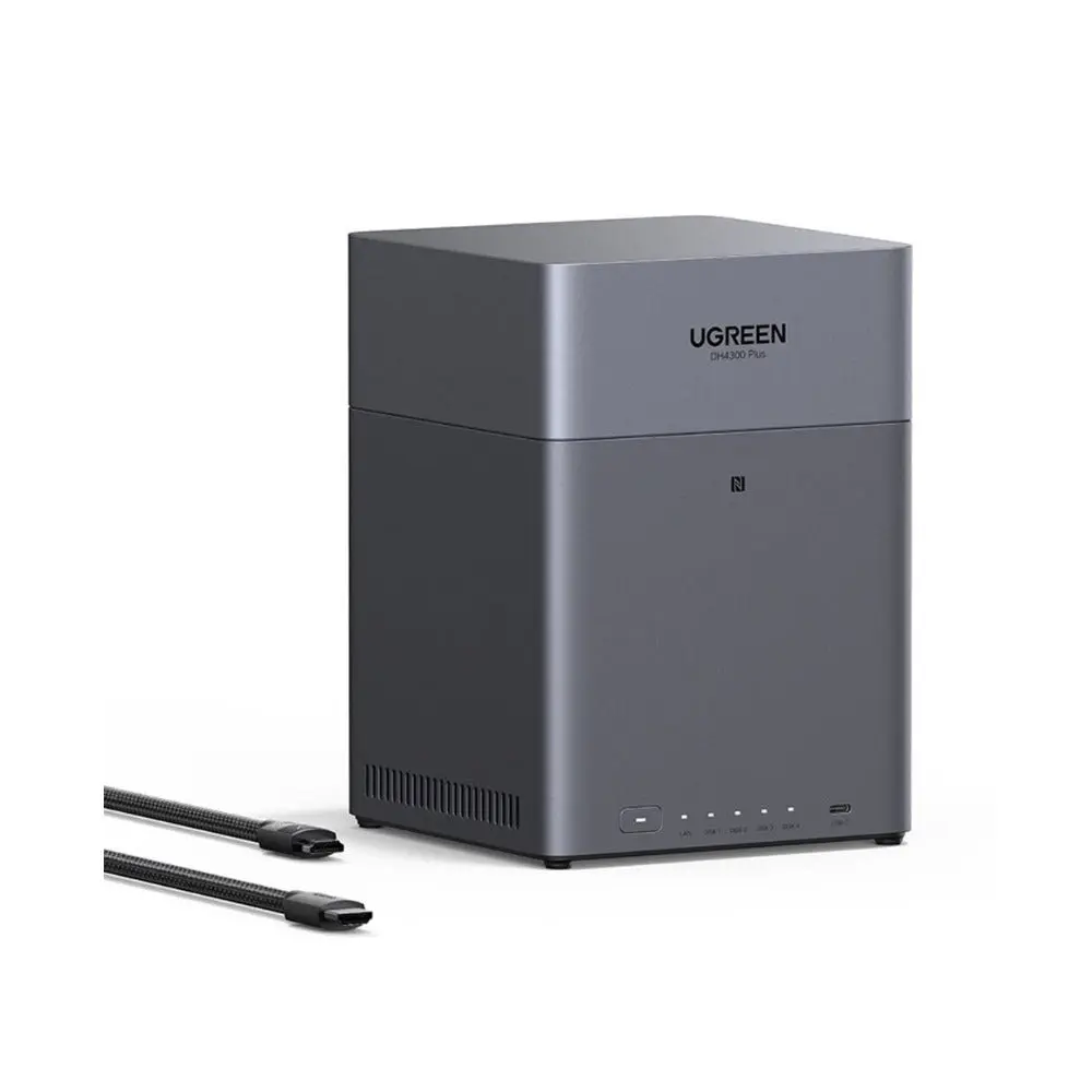 UGREEN DH4300 Plus 4-Bay Drive NAS Enclosure for Home Use - 2.5GbE Ethernet, RAID Support, HDMI Port, USB 3.0, iOS File Sharing, Included Ethernet Cable, Screwdriver, HDMI Cable, Power Cord