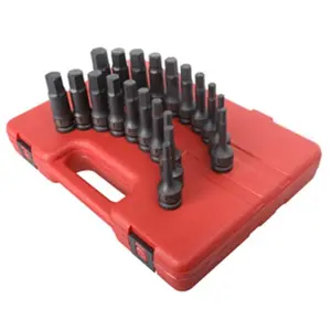212 MAIN Heavy Duty 0.5 In. Dr Impact Hex Driver Master Set, 20-Piece CR-MO Steel SAE/Metric Impact Bit Set (Sunex Tools 2637)