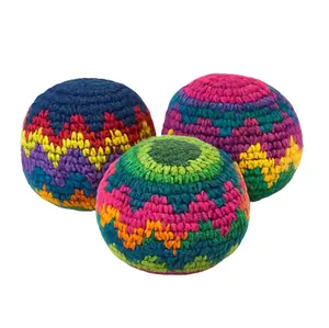 Random 3/6 PCS Hand-Made Knitted Hacky Sack, 2026 Upgraded Assorted Foot Bag Crochet Hacky Sacks for Adults, Juggling Balls for Beginners, Multicolored Geometric Pattern, Ready-to-Use Hacky Sacks, summerwins|restock|dealsforyoudays