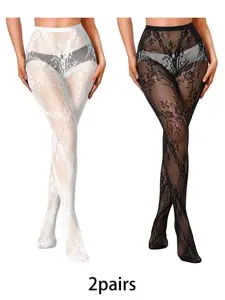 Women's Lace Hollow Out Fishnet Socks, Sexy Slimming Feminine Floral Stockings, Perfect for Daily Wear, Parties & Dancing, Womenswear