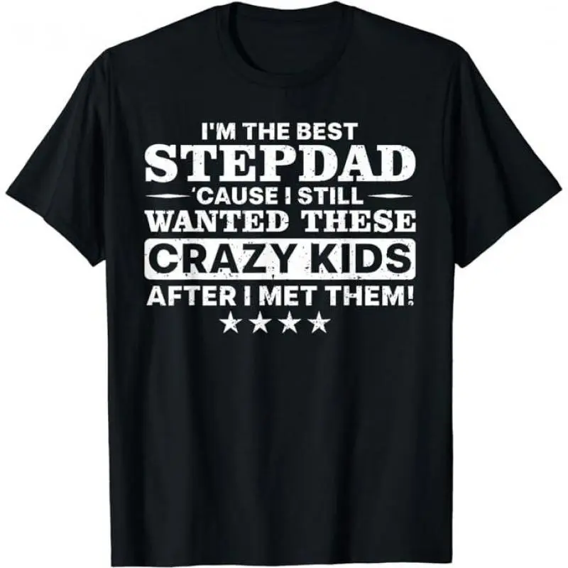 Father's Day T-Shirt, Gifts For Stepdad, Cool Stepdad For Men Father Step Dad Parenthood Stepfather T-Shirt Menswear Casual Cotton Top Basic  Personalized Streetwear