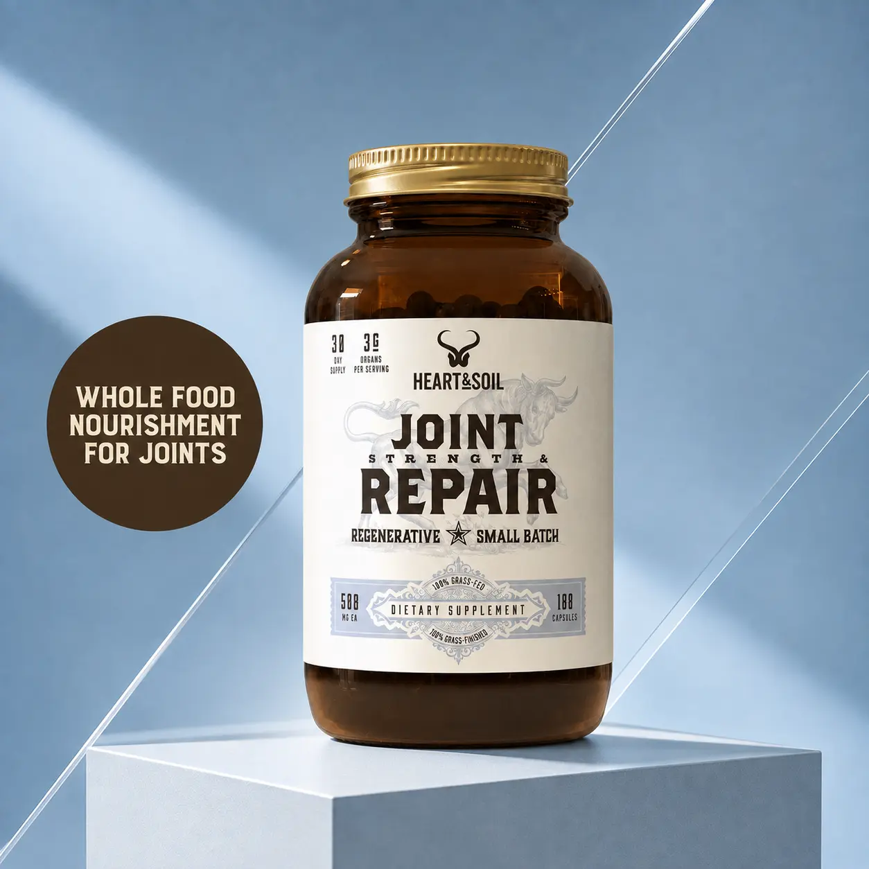Heart & Soil Joint Strength & Repair | Regenerative Joint Support Supplement with Beef Organs, Collagen & Minerals
