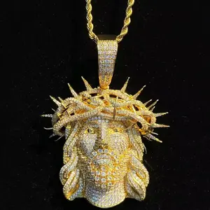 Jesus Design Pendant,Zircon Decorated Necklace Pendant for Men, Hip Hop Jewelry for Party Daily Clothing Decor, Trendy All-match & Exquisite Jewelry for Gift