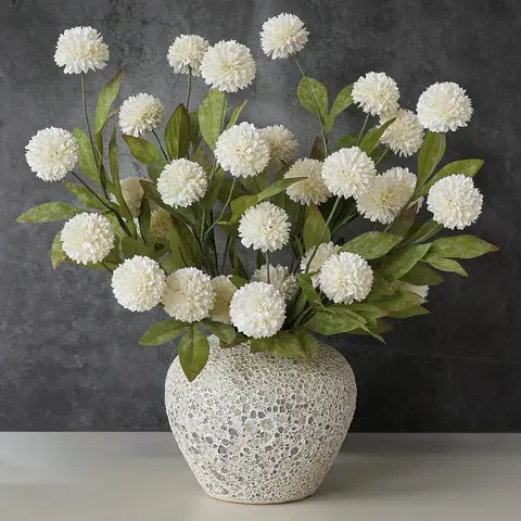 10pcs Light Taupe Faux Silk Mum Set - 50 Flower Heads Bulk Small Mini Chrysanthemums with Stems, Home Goods Decorations Artificial Flowers for Desk, DIY Bouquet House Decor