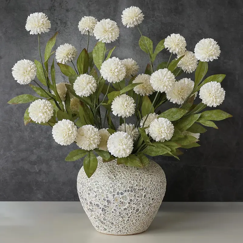 10pcs Light Taupe Faux Silk Mum Set - 50 Flower Heads Bulk Small Mini Chrysanthemums with Stems, Home Goods Decorations Artificial Flowers for Desk, DIY Bouquet House Decor