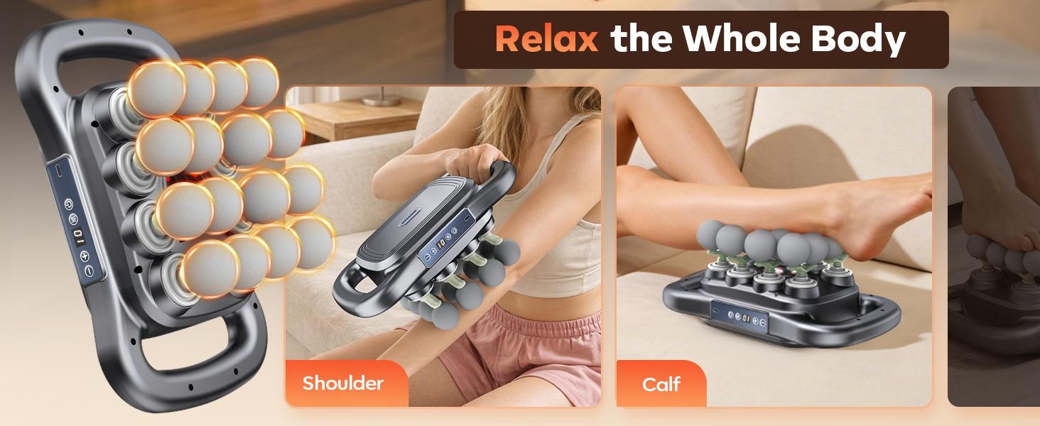 Head Massage Gun with 9 Modes, Deep Tissue Percussion with 30 Levels Quiet Muscle Massage Gun with Red Light Therapy for Full-Body Relaxation, Daily Use Gift