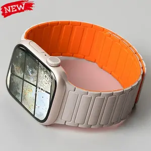 Silicone Strap for Apple Watch 46mm 42mm 49mm 45mm 41mm 44mm 40mm Magnetic Band for IWatch Ultra 3/2 Series 11 10 9 8 7 6 SE 5