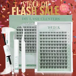 YOULUCK Natural Lash Clusters Kit with Ultra-Thin Band Bond & Seal Long-Lasting Individual Lashes for Girls Makeup Kit Waterproof & Lightweight