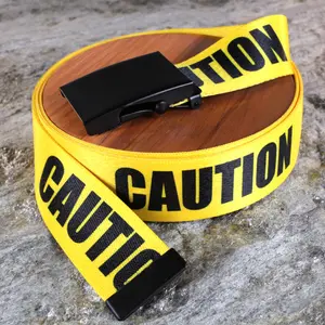 Caution Tape Belt - Black Buckle
