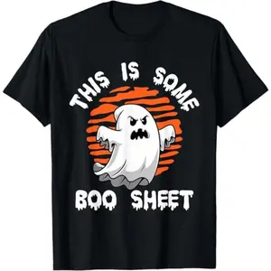 Men's and Women's 100% Cotton Short Sleeve, Boo Sheet Ghost Retro Halloween Funny Unisex T-Shirt
