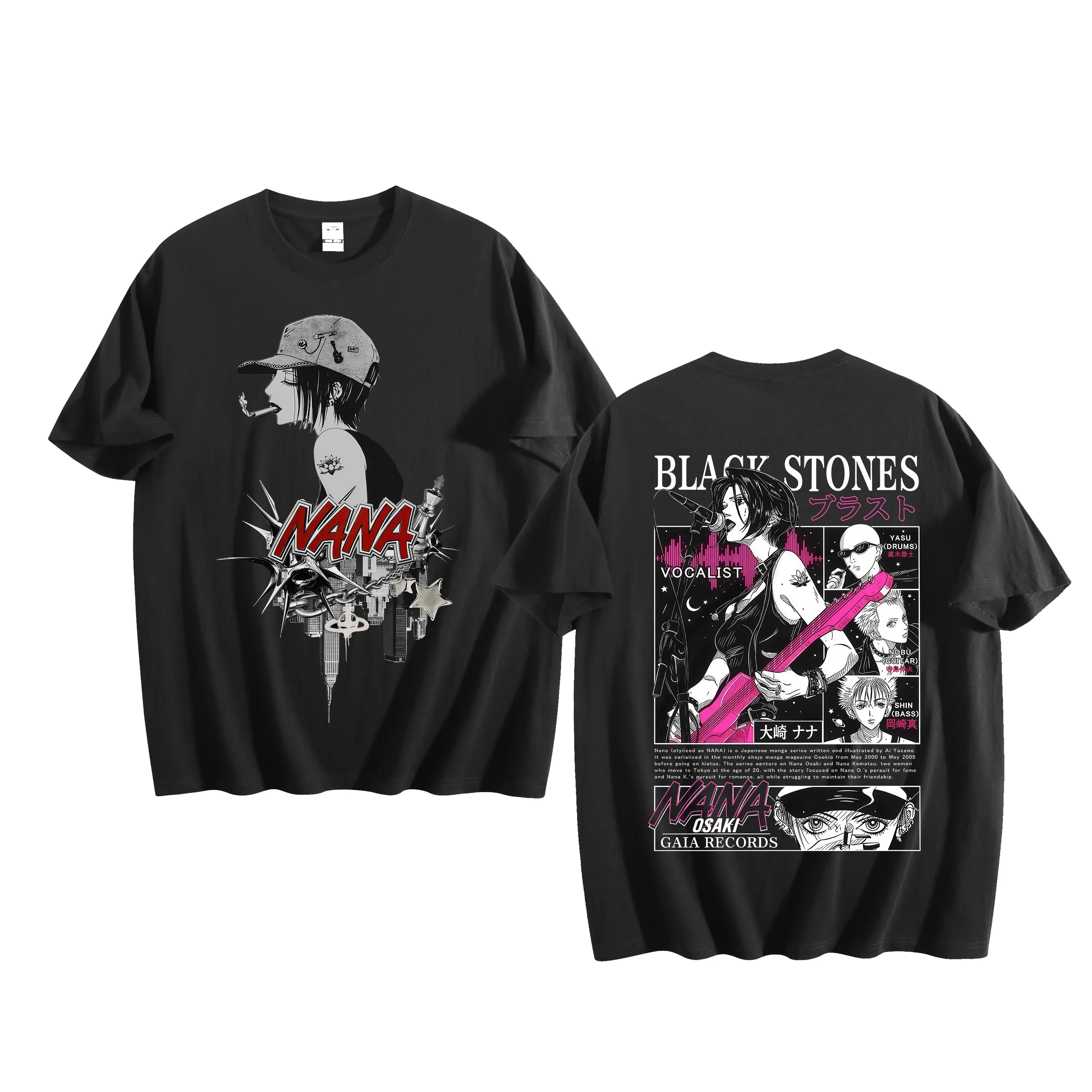 NANA Anime 25th Anniversary Punk Rock Graphic T-Shirt - Unisex Oversized Streetwear Tee for Summer, Father‘s Day & July 4th Gift for Nana O Nana K Fans