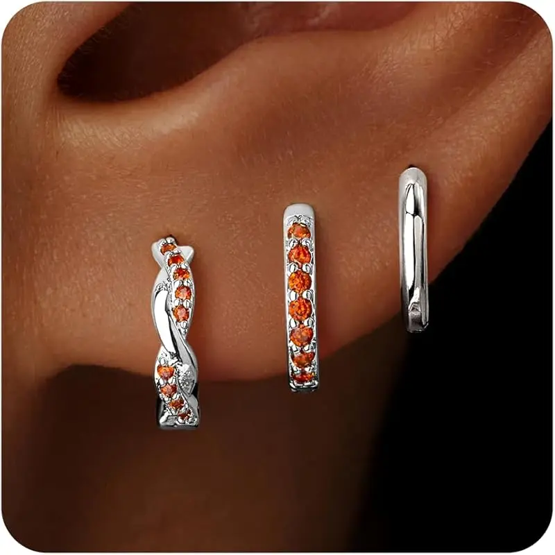 Silver-01 January Garnet Hoop