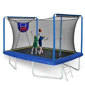 SkyBound 8FT x 12FT Rectangular Trampoline - ASTM Certified Rectangle Trampolines with Enclosure - Gymnastics Rectangular Trampoline for Kids - Max Load 1056 Lbs