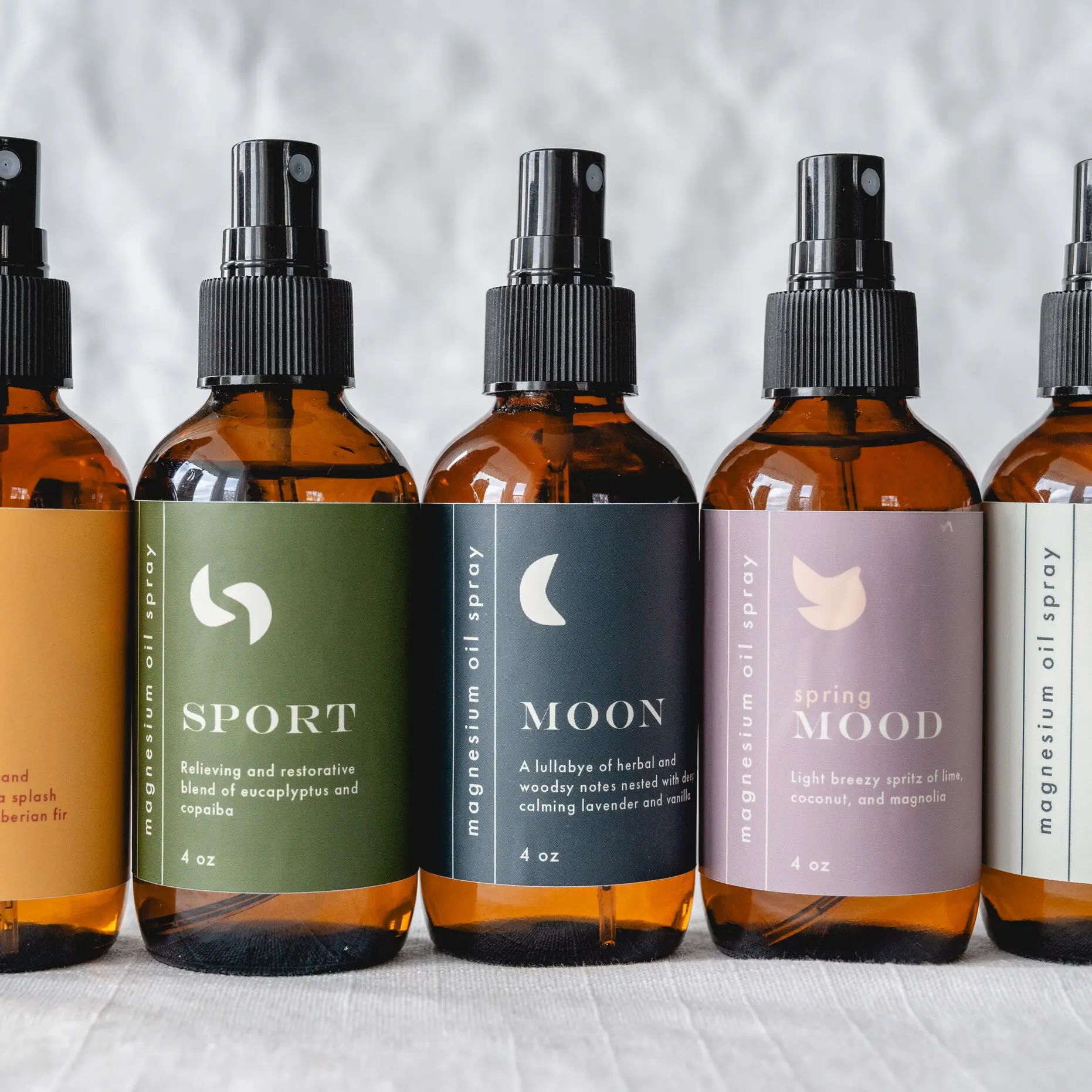 Moon Water Magnesium Oil Spray- Father's Day Gifts - Dead Sea Magnesium Flakes, & Pure Essential Oils,  4oz Amber Glass Bottle, High Quality Fine Mist Spray Bottle Soothing Body Care Gift Idea Comfort Floral Cosmetic