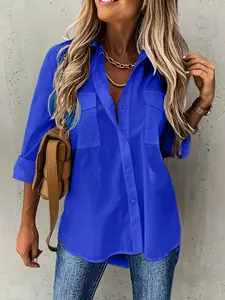A set of women's casual multicolored shirts to choose from, suitable for autumn and winter, suitable for home, indoor, and outdoor wear Blouse