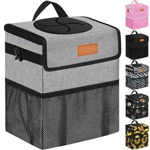 Car Trash Can Bin for Back Seat Leak Proof, Cute Trash Bag Hanging, for SUV Truck Van, Automotive Vehicle Garbage Cans Front Seat Grey