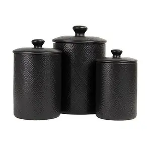 10 Strawberry Street Marquis Canister Set, Matte Black - 3 Piece