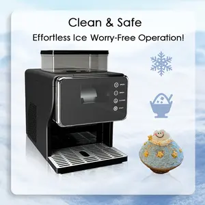 Snow Ice Maker Machine for Commercial & Home, 30s Quick Snow Ice, 44.09LB/24H Capacity, Auto Clean, 304 Stainless Steel Blade, Adjustable Ice Texture for Restaurants, Kitchen