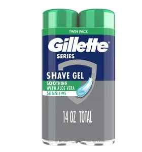 Gillette Series 3X Action Shave Gel, Sensitive Twin Pack, 7 Oz (Pack of 2)