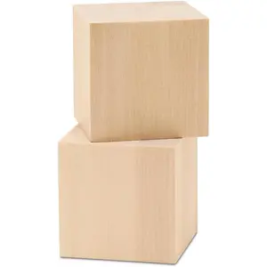 DIY Wooden Cubes 2-1/2-Inch, Pack of 2 Large Wooden Blocks, Unfinished Wood Blocks for Crafts, STEM, Dice, and Building Blocks for Stacking, by Woodpeckers