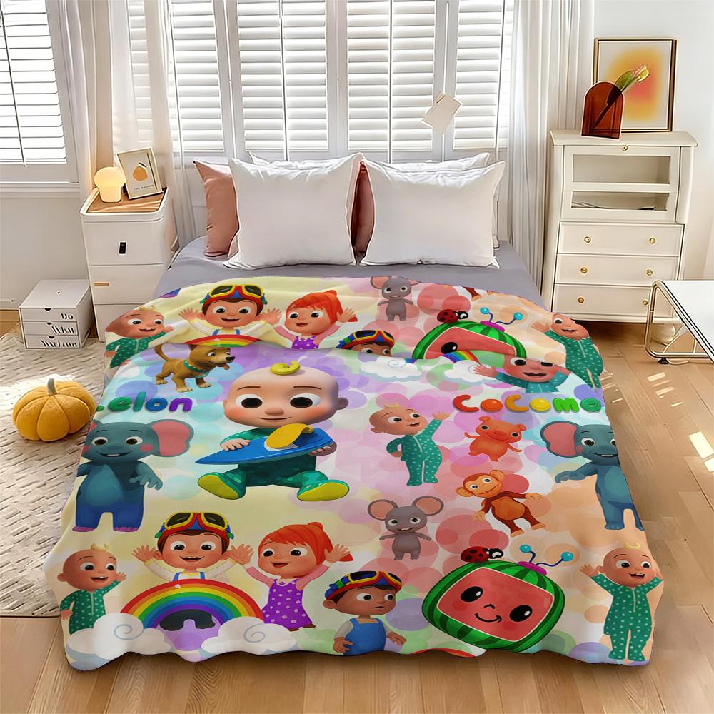 Cocomelon Rainbow Cartoon Kids Flannel Blanket, Soft Warm Cozy Throw For Bed Sofa Nap Travel, Cute Home Decor, Holiday GiftGift For Men & Women, Gift For Kids, Birthday Gift,Christmas,Halloween Blanket