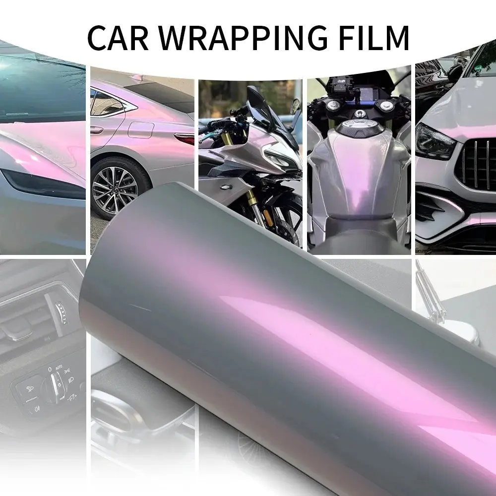 Premium PET Glossy Magic Dreamy Candy Vinyl Wrap Film Color Change Chameleon Grey to Red Car Wrapping Decal Self Adhesive Car Stickers Vinyl Wrap For Cars