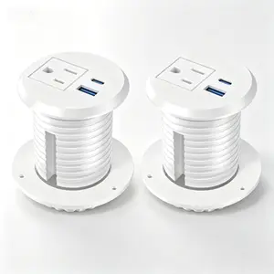 Recessed Power Outlet with 20W USB-C Fast Charging, 2 Pack Desk Grommet, 6FT Power Cord for Office Tables and Conference Rooms, ETL Listed, Furniture Mount Electrical Outlet