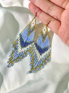 Boho Beaded Tassel Earrings for Women, Handmade Geometric Vintage Style Dangle Earrings, Handmade Jewelry, Perfect for Casual Wear & Beach Vacation Bikinis