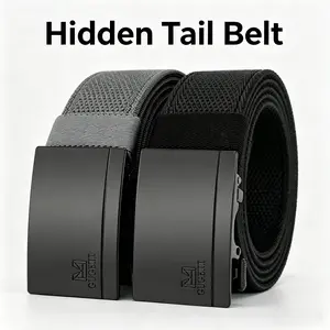 Men Stretch Tactical Belt, Military Rigger Elastic Nylon Ratchet Quick Release Belt, No Holes Adjustable Slide Buckle Web Belt for Jeans Gym Casual, Gift Box Packed, Perfect Gift for Men