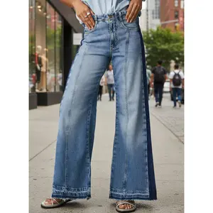 Two-Tone Wide Leg Jeans