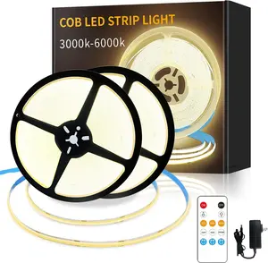 COB LED Strip Lights 100ft,3000K DC 24V Dimmable Warm White Flexible LED Rope Lights for Bedroom,with Remote and app Control LED Lights Strip for Living Room, Shelf, Cabinet(2 Rolls of 50ft)