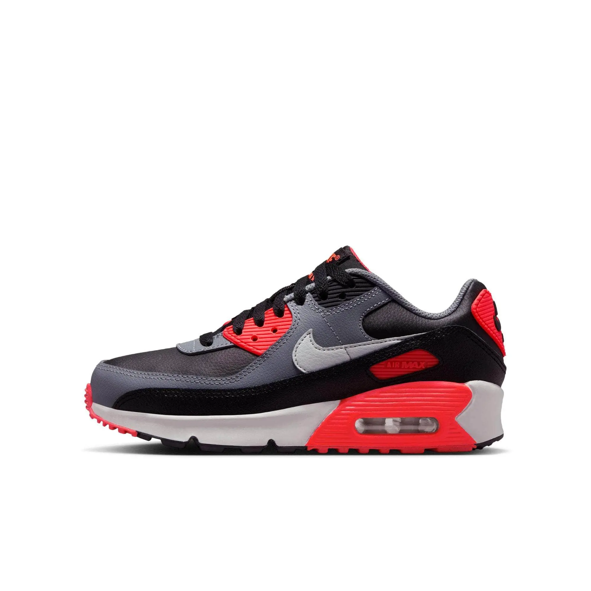 Nike Air Max 90 "Black Cool Grey Bright Crimson Photon Dust" Sneaker Trainer Sports Shoe, Rubber, Footwear