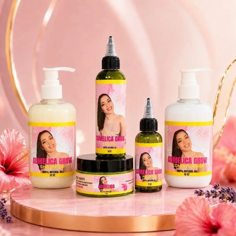 Admelica Set 5 Shampoo 10 oz Conditioner Oil & Pommade  100% Natural Oil Formula for Healthy Hair Care