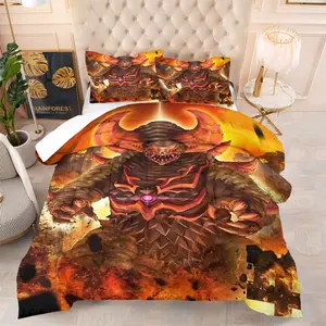 2/3 Piece Dark Fantasy themed Bedding, Soft and Comfortable Polyester Comforter Comforter Set for Gamers who Like Hardcore Fantasy, Gaming, or Dark Aesthetics for all Seasons