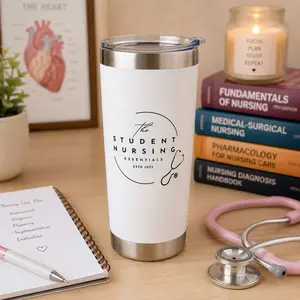 The Student Nursing Essentials 20oz Double Wall Insulated Coffee Mug with Logo Design | Drinkware | Dishwasher Safe | BPA Free