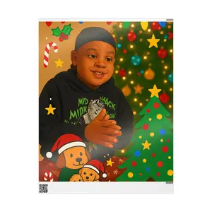 Child Portrait Christmas Wrapping Paper | Holiday Tree, Candy Cane, Stars