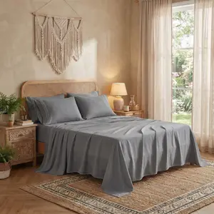 Hotel-style Ultra-fine Microfiber Four-piece Bed Sheet Set with Deep Pockets Soft Breathable Solid Color Three-needle Embroidery Premium Bedding Machine Washable Twin Full Queen King Sizes