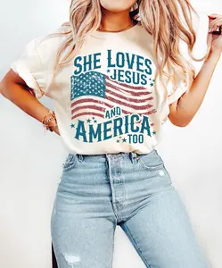 Independence Day Shirt, Christian 4th of July Shirt, She Loves Jesus And America Too Shirt, Retro America 250 Shirt, Womens Bible Usa Tshirt