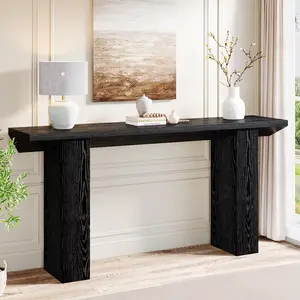 Tribesigns 63-Inch Long Console Table, Farmhouse Wooden Sofa Table Behind The Couch, Narrow Entryway Table for Entrance, Hallway, Living Room (Black) Furniture Home