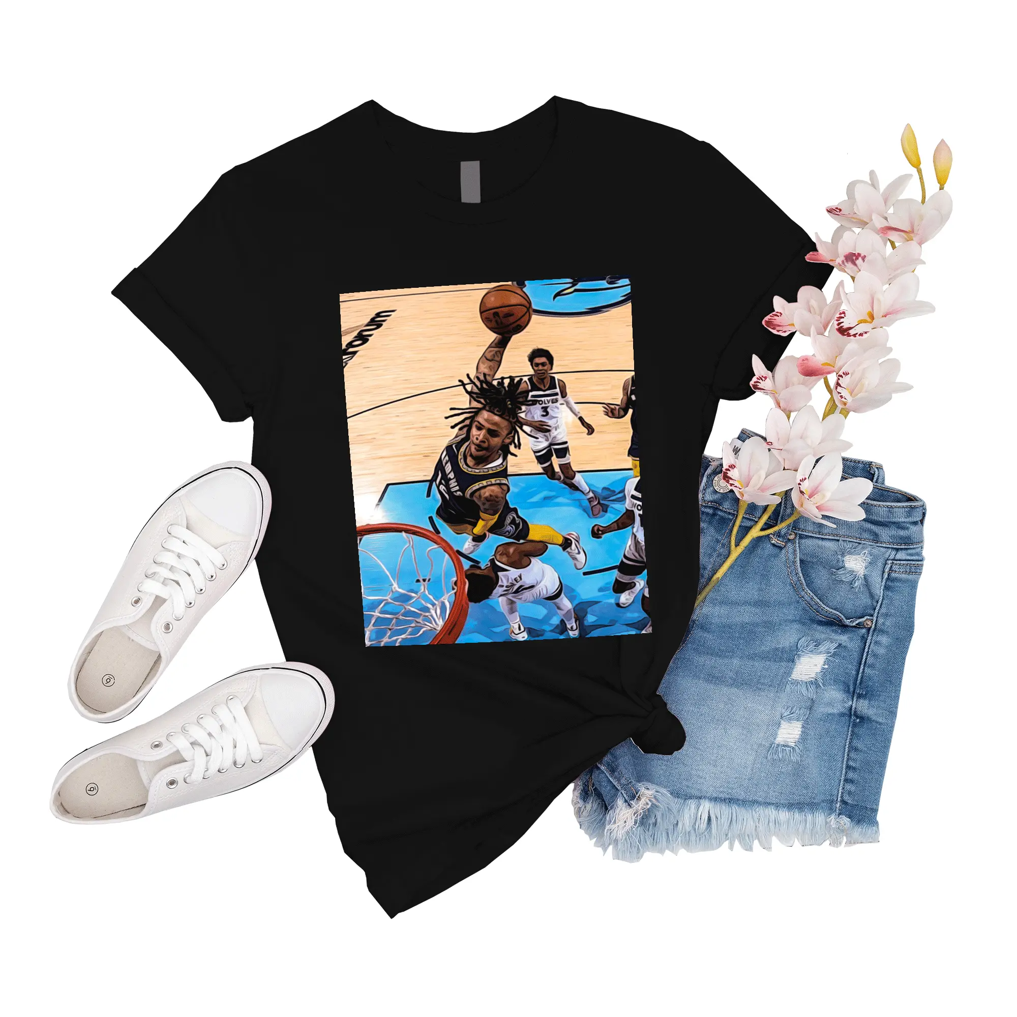 T-Shirt Unisex Ja Morant Edits Ja Morant Best Dunk In The Playoffs Tee Women Sleeve Novelty Shirt Shirts Girl Family