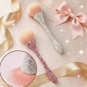 1pcs Shiny Rhinestone Nail Art Dust Brushes For Acrylic Nails Powder Remover Brushes Loose Face Cosmetics Blending Liquid Foundation Powder Make Up Brushes Nail Trimming Cleaning Tools