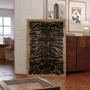 Y2k Brown Tiger Pattern Print Trendy Leopard Dorm Room Poster, Maximalist Rug Wall Art, Aesthetic Stylish Above Bed Bedroom Wall Decor, No Frame