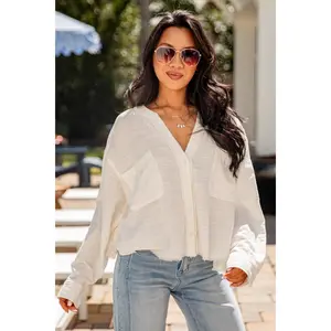 Airlight Button Up White Relaxed Blouse