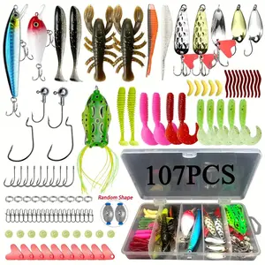 Fishing Lure Set, Fishing Lures with Hooks, Spoon Lures, Multifunctional Fishing Accessories for Sea Freshwater Lakes Streams, Outdoor Tackle Accessories, Valentine's Day Gift for Men