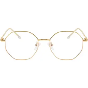 Blue Light Glasses for Women Men Vintage Octagonal Metal Gold Frame Computer Glasses
