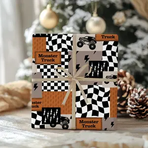 Monster Truck Christmas Gift Wrap – Giant Holiday Wrapping Paper with Racing Cars, Trucks & Festive Xmas Designs for Kids, Boys & Winter Celebrations