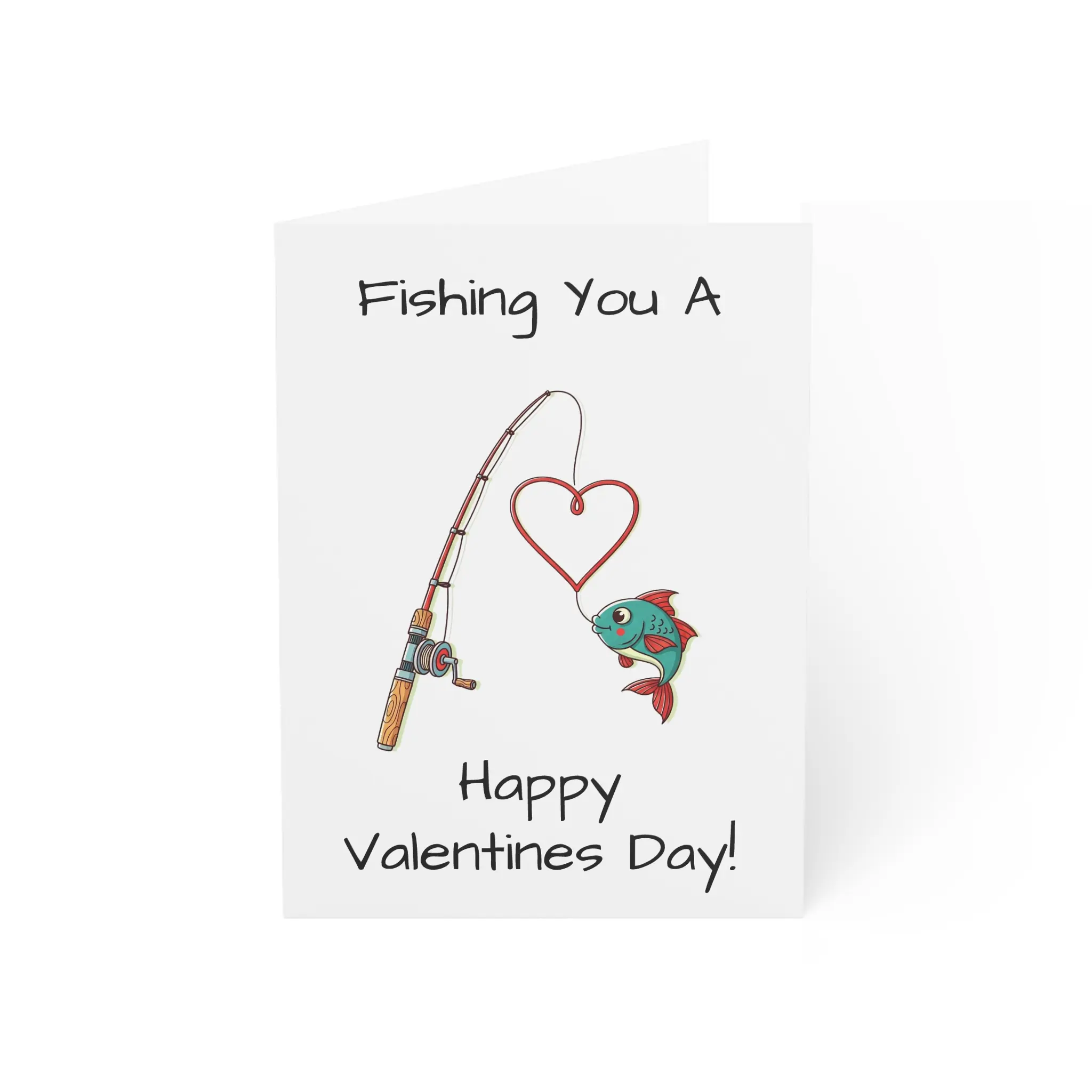 Fishing You A Happy Valentines Day Greeting Card | Fishing Heart Valentine