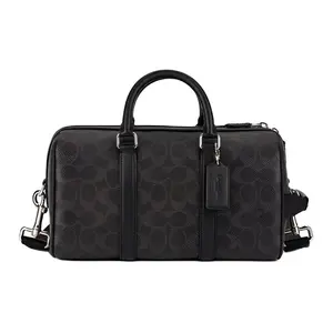 COACH Venturer 27 Logo Pendant Crossbody Handbag for Men – Adjustable Detachable Strap, Faux Leather and Genuine Leather Blend, Large Size, Black