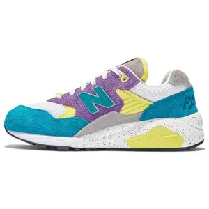 PALACE x New Balance NB 580 Retro Casual Sneakers for Men and Women – Suede-Textile Low-Top Running Shoes in Blue, Yellow, Purple Verifiable, with credentials and supporting global authentication
