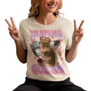 Yapping Queen Funny Cat Meme T-shirt, Gift for Her, ironic Cats Shirt, Goofy ahh Tshirt, Cute Cats Shirt, Gift for Yapper Girlfriend, Memes
